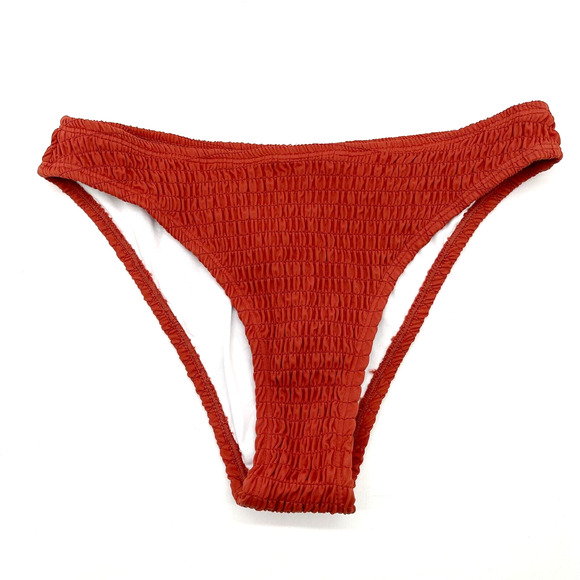Cupshe Womens Bikini Bottom Size Small Smocked High Cut Rusty Red‎ Beachy Surf - Picture 1 of 8